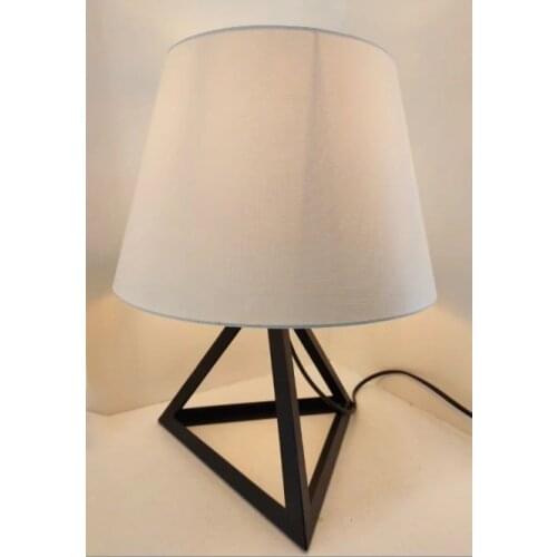 Triangle Metal Cage White Headdress Lampshade Table Lamp 390488230