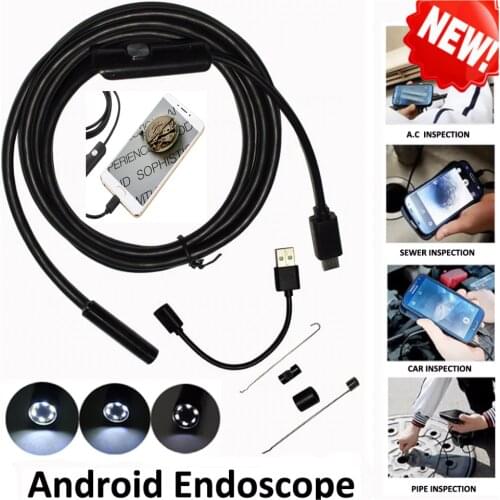 Android USB Endoscope Camera 5.5mm Lens 5mM 10M Cable HD Industrial Endoscope Mini Borescope With 6 Led Light