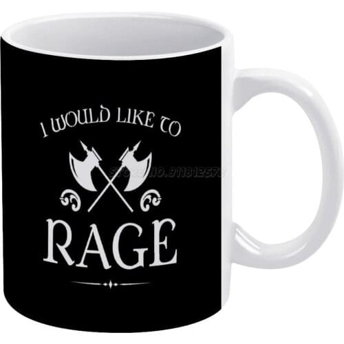 Barbarian-I Would Like To Rage White Mug Ceramic Mug Creative Mug Dungeons and Dnd D and D Dnd Dungeons Dungeonsand D D Thin