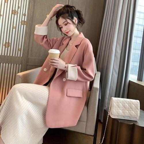 HStar Spring New Blazer Women Casual korean Jacket Women Work Office Button Blazer feminino plus size Pink Blazer