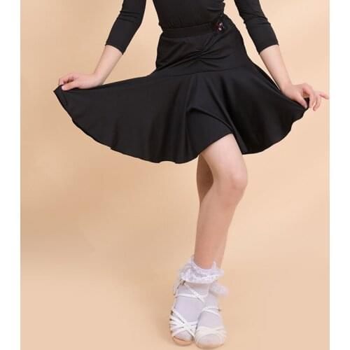Girls Latin Dance Skirt Ruffled Splicing Short Skirt Kids Cha Cha Samba Salsa Dance Clothing Performance Practice Wear DNV14346