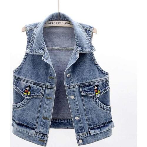 Spring and Autumn Denim Womens Short Sleeveless Waistcoat Vest Top