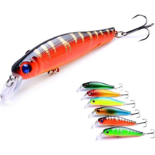 1Pcs 8.5cm/9g Striped Minnow Bionic Fishing Lure Baits Artificial Wobblers Hard Fishing Bait With 2 Treble Hooks For River Sea
