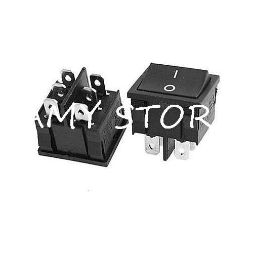 10pcs AC 6A/250V 10A/125V 6 Pin DPDT ON/ON 2 Position Snap In Boat Rocker Switch