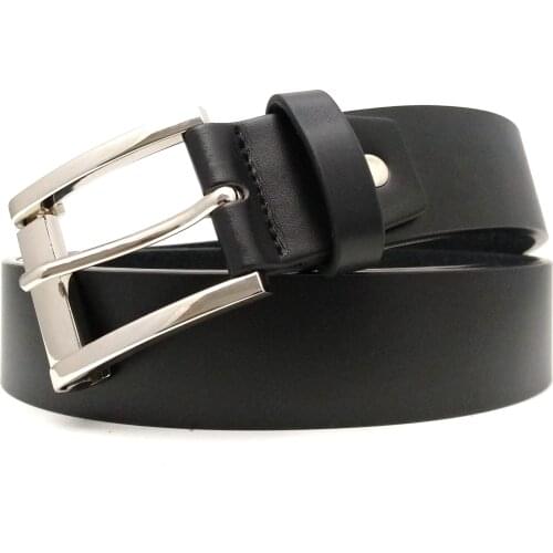 3.5 cm leather belt Simple fashion belt length adjustable black unisex pin belt