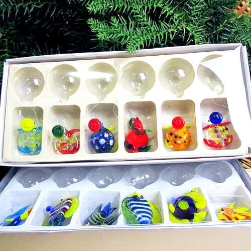 6pcs Custom Colorful cute handmade lampwork murano floating glass bubble Sea turtle decorative Aquarium Marine Animal Pendant