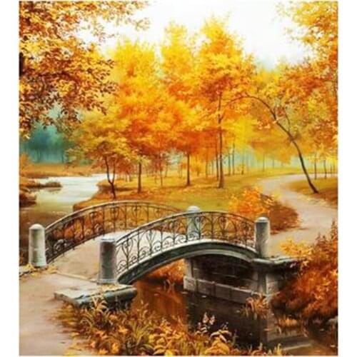 5D DIY Diamond Painting Landscape Painting Square Round Diamond Cross Stitch Embroidery Bridge Picture Mosaic Home Decor WG2758
