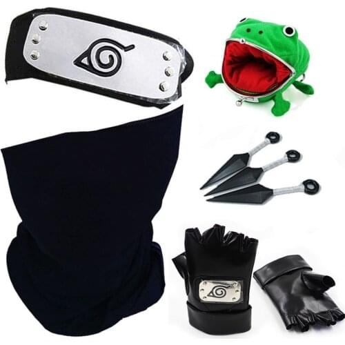 Anime Hatake Kakashi Mask Gloves Headband Cosplay Prop Ninja Wallet Wristband Notebook Accessories Suit
