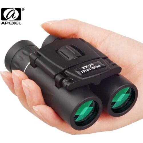 APEXEL 8x21 Compact Zoom Binoculars Long Range 3000m Folding HD Powerful Mini Telescope BAK4 FMC Optics Hunting Sports