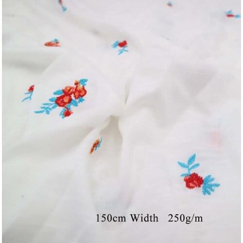 White Emboidery Floral Printed Modal Cotton Knitted Fabrics for Sewing Summer Clothes T-Shirts Bamboo Cotton Cloth Patchwork DIY
