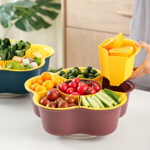 Household Split Hot Pot Platter Drain Basket Rotating Basket Fruit Plate Vegetable Platter