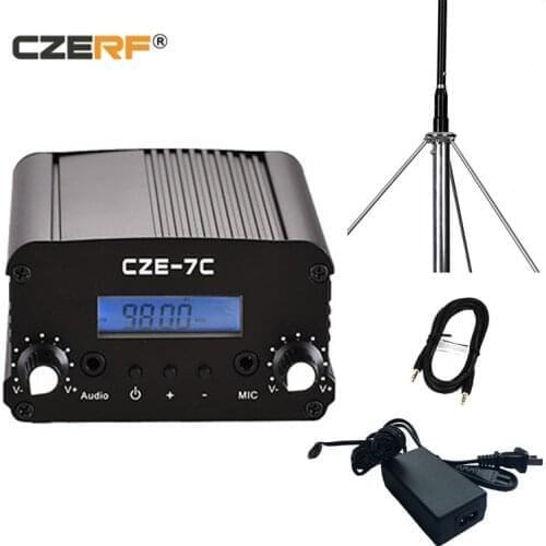 CZE-7C 1W 7W Wireless FM Transmitter Radio PLL Stereo LCD with outdoor antenna kits