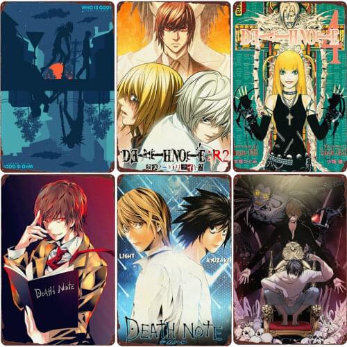 Death Note Poster Retro Metal Sign Bar Pub Club Cafe Home Decoration Classic Anime Plaque Japanese Cartoon Wall Painting MN171