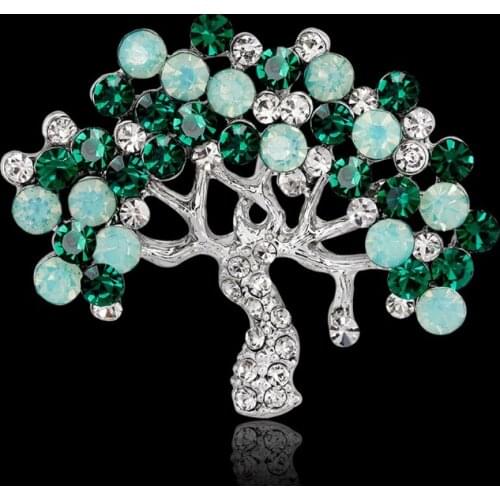 Tree Plant Brooch Pins Jewelry Women Luxury Shiny Fashion Decoration Corsage