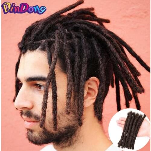 DinDong 10 inch Dreadlock Men Handmade Synthetic Crochet Braiding 6 inch Dreadlocks Hair Extensions Hip Hop Pure Color