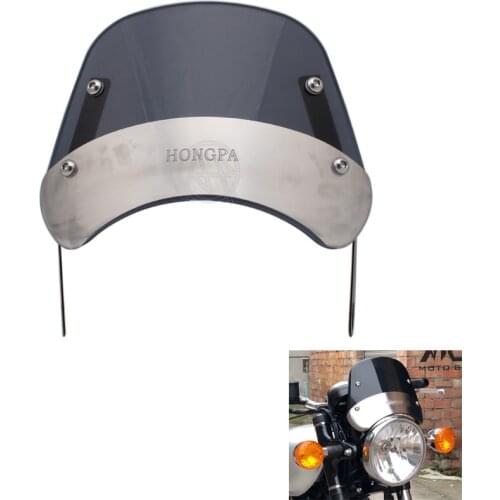 Smoke ABS+Chrome Aluminum Motorocycle Windshield Wind Deflector Windscreen Universal for Harley Honda Yamaha