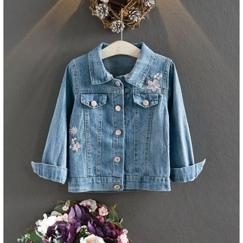 Girls Korean Embroidered Flower Denim Jacket Toddler Girl Winter Clothes Kids Jackets for Girls Toddler Girl Fall Clothes 2021