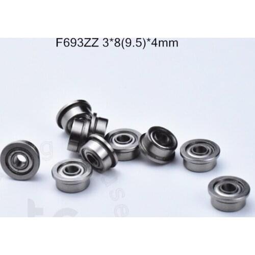 F693ZZ 3*8(9.5)*4mm 10pieces bearing ABEC-5 Flange bearings Free shipping 693 F693Z F693ZZ chrome steel deep groove bearing