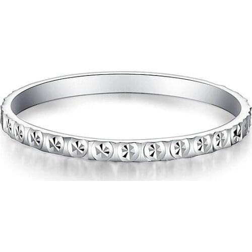 New Arrival Solid Pt950 Platinum Ring Women Luck Full Star Band Ring US6-8 1-1.5g