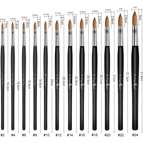 Kolinsky Wooden Brush Nails Black Crystal Nail Pencil Sable Watercolor Brushes Nail Brush