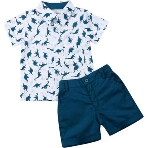 Toddler Baby Boys Summer Clothes Set Casual Kids Boy Dinosaurier Printed Short Sleeve Top Blouse+Shorts Pants Outfits Set 1-6Y