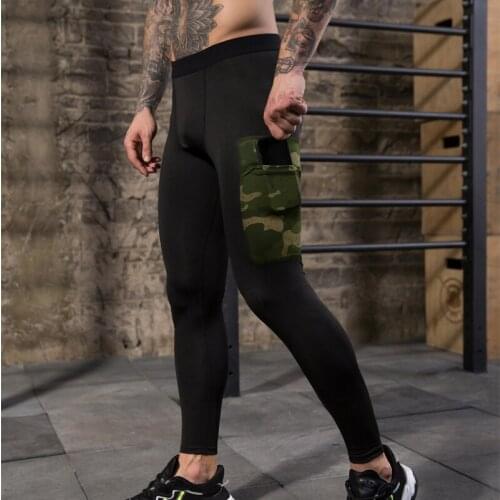 Quick-dry Camouflage Pocket Trousers 2019 Men Running Pants Gym Tight Leggings Male Jogging Pants Workout Training Clothes XXL