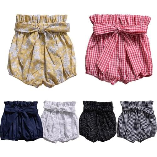 Summer Casual Newborn Infant Baby Boy Girl Kids Plaid Floral Dot Pants Shorts Bottoms PP Bloomer Bowknot Panties 12M-6Y JYF