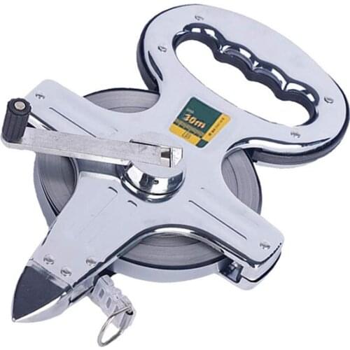 Metric 30M Portable Stainless Steel Shelf Ruler Thick And Durable Hand Crank Steel Frame Ruler Tape Measure