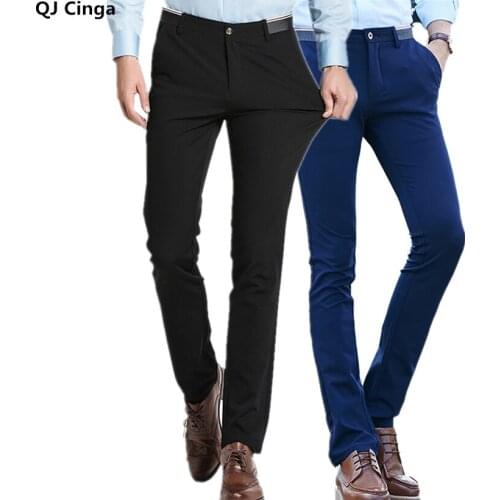 2021 Mens Spring Autumn Fashion Business Casual Long Pants Suit Pants Male Elastic Straight Formal Trousers Plus Big Size 28-38