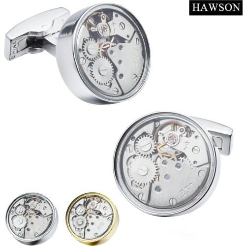 HAWSON Fashion Jewelry Watch Movement Cufflinks Imitation Rhodium/Gold Color Options Superior Gift for Men