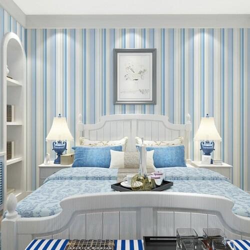 Pink Blue Striped Kids Room Wall Papers 3d Baby Boys Girl Bedroom Non Woven Murals Wallpaper Roll 10 m House Decoration EZ231