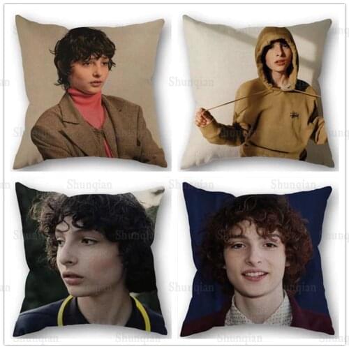 Custom Finn Wolfhard Cotton Linen Square Zippered Pillow Cover For Office Family Customize Your Picture 45*45cm
