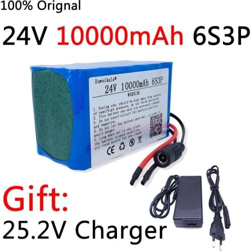 New 24V 18Ah 6S3P 18650 Battery Lithium Battery 25.2v 10000mAh Electric Bicycle Moped /Electric/Li ion Battery Pack+Charger