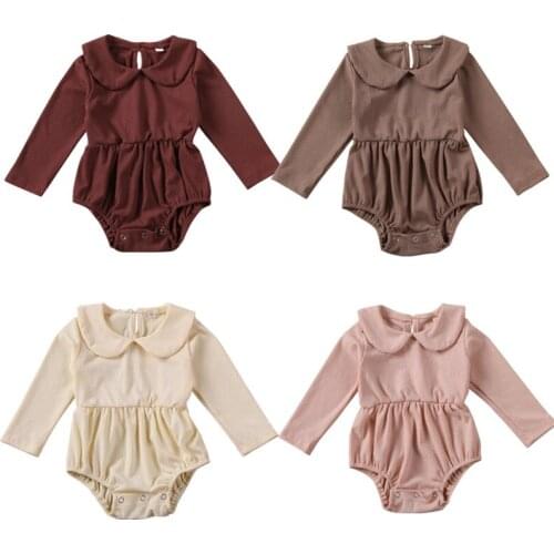 Toddler Infant Baby Girls Romper Dress Spring Autumn Long Sleeve Knitted Bodysuit Jumpsuit Newborn Clothes Outfit 0-24M