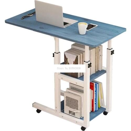 Movable Simple Design Laptop Table Wood Desktop Height Adjustable Bed Sofa Side Computer Notebook Laptop Desk Table Iron Frame