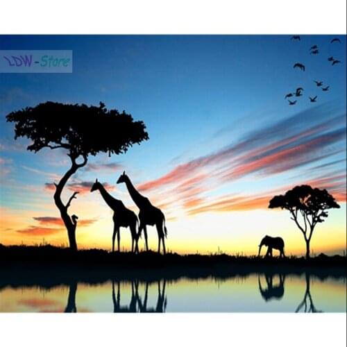 Full Square&round 5D DIY Diamond Painting Africa giraffe and elephant Diamond Embroidery Cross Stitch Mosaic Sticker NEW582