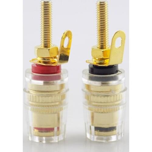 4mm Gold Plated Amplifier Speaker Banana Plug Binding Posts Oxidation Resistance Brass Terminal w/ Transparent Shell
