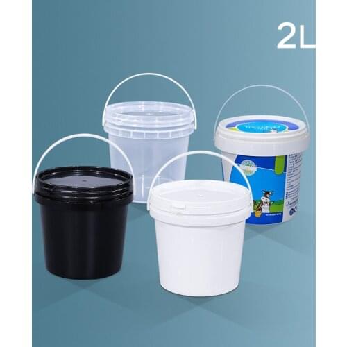 Empty 2L Plastic Bucket with Lid Round Leak-proof Container Food Grade Ice Cream Popcorn Honey Packing Container
