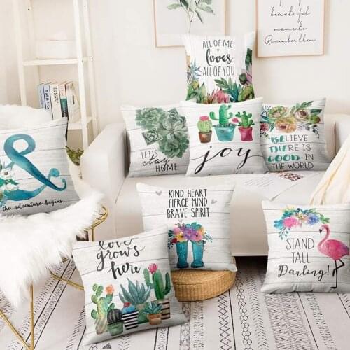 Christmas Decorations Nordic Ins Art Print Pillowcase Fresh Succulent Plants Cushion Decorative Pillow Home Pillow Decoration