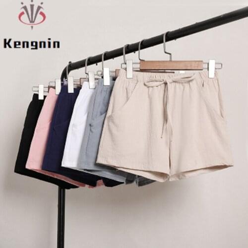 Oversized Women Shorts 2021 Summer New High Waist Wide Leg Sweatshorts Loose Casual Female Pantsalone Cotton Short KE1069