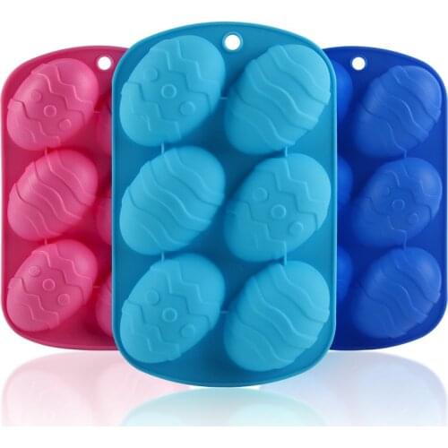 Hot Six Connected Ice Lattice Dinosaur Easter Egg Shape Silicone Cake Mold Chocolate Candy Moldes Silicone Cake Mold For Kitchen