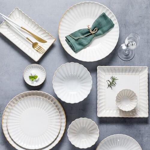 Modern housewives Western food plate dessert breakfast plate dish plate household Japanese creative ceramic tableware Nordic net