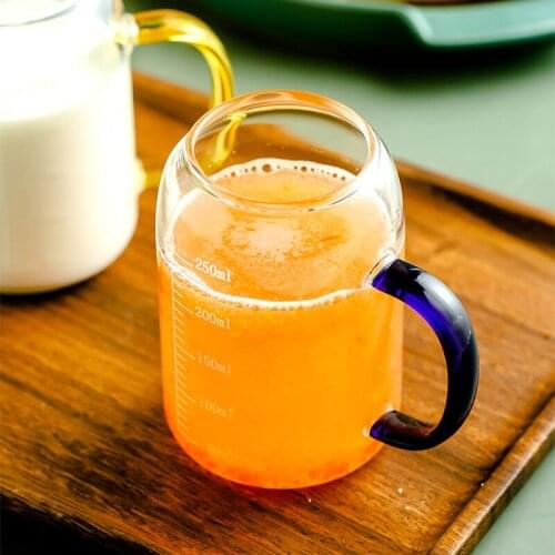 250ml Glass Mug Cups Coffee Juice Milk Cup Breakfast with Scale Heat-resistant Water Cup Measuring Cup Water Bottle Kawaii Cup