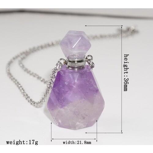 High Quality Stainless Steel Natural Stone Pendant Necklace Reiki Healing Perfume Bottles Chakra Energy Pendulum Amulet