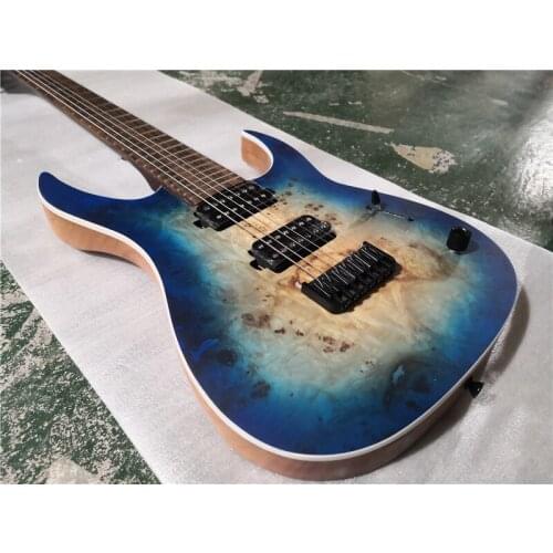 Order booking 6 strings guitar,blue guitar,mahogany body,white binding,burl maple veneer,HH pickups,black buttons