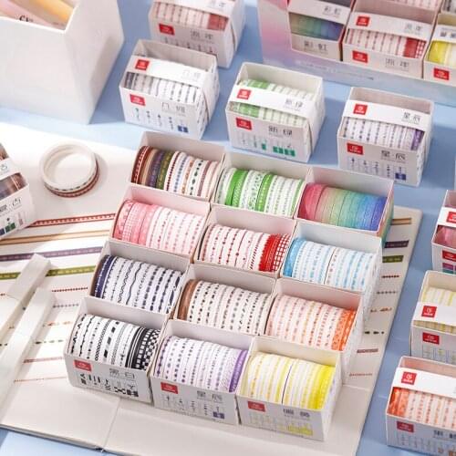 10 Rolls of Washi Tape, Tearable Diary, Handbook, Practical Functions, Decorative Diy Photo Album Stickers, 12 Types
