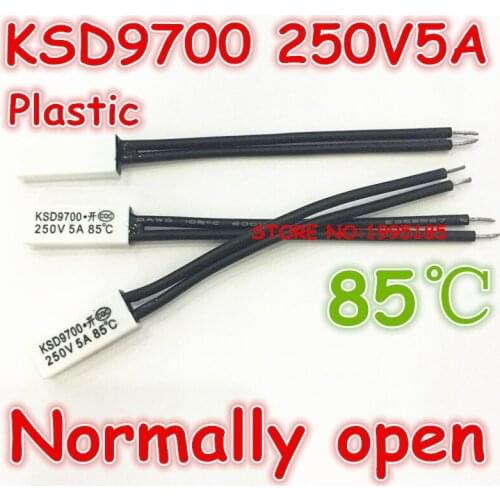 10pcs KSD9700 5A250V 85 Degree Celsius (N.O.)Normally Open type Temperature Switch Thermostat Thermal Protector Plastic