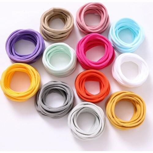 10Pcs/Lot Nylon Baby Girl Kids Headband Cute Hair Accessories Seamless Children Elastic Head Band Solid Color Hairband Headwear