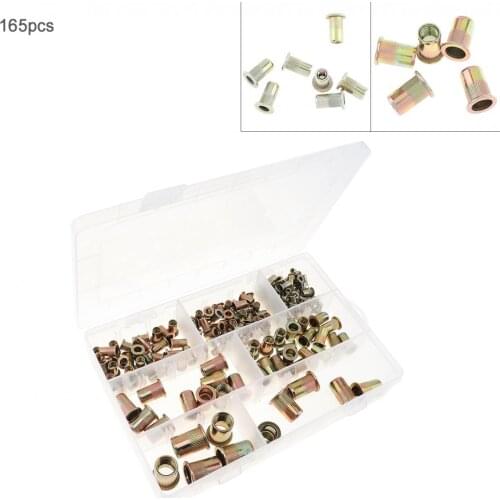 165pcs/lot Rivet Nuts M3 M4 M5 M6 M8 M10 M12 Zinc Plated Carbon Steel Nuts Flat Head Threaded Rivet Insert Cap Rivet Nut