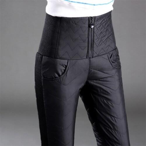 20 New Fashion Slim Winter Women High Waist Down Pants Lady Warm Long Pants Big Size Female Elastic Waist Trousers OutWear 1229